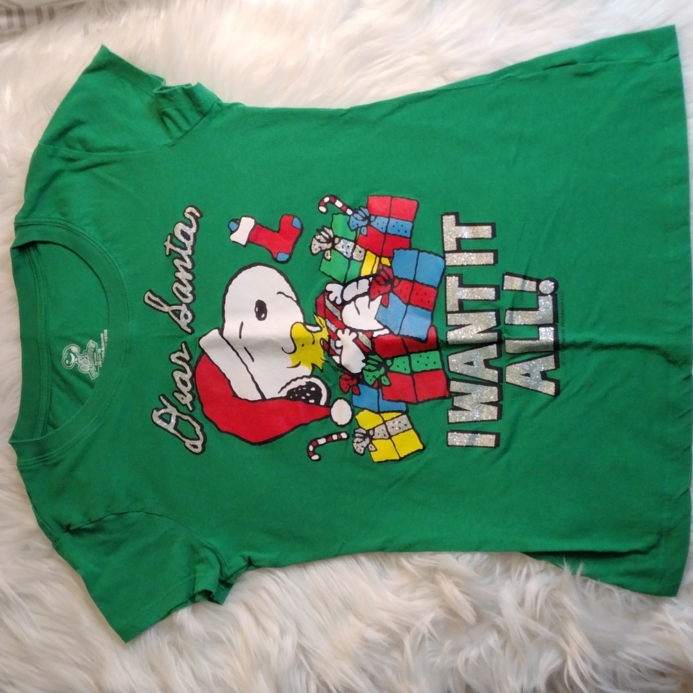 Peanuts by Shultz Christmas tee/PJ top Sz L (11-13)